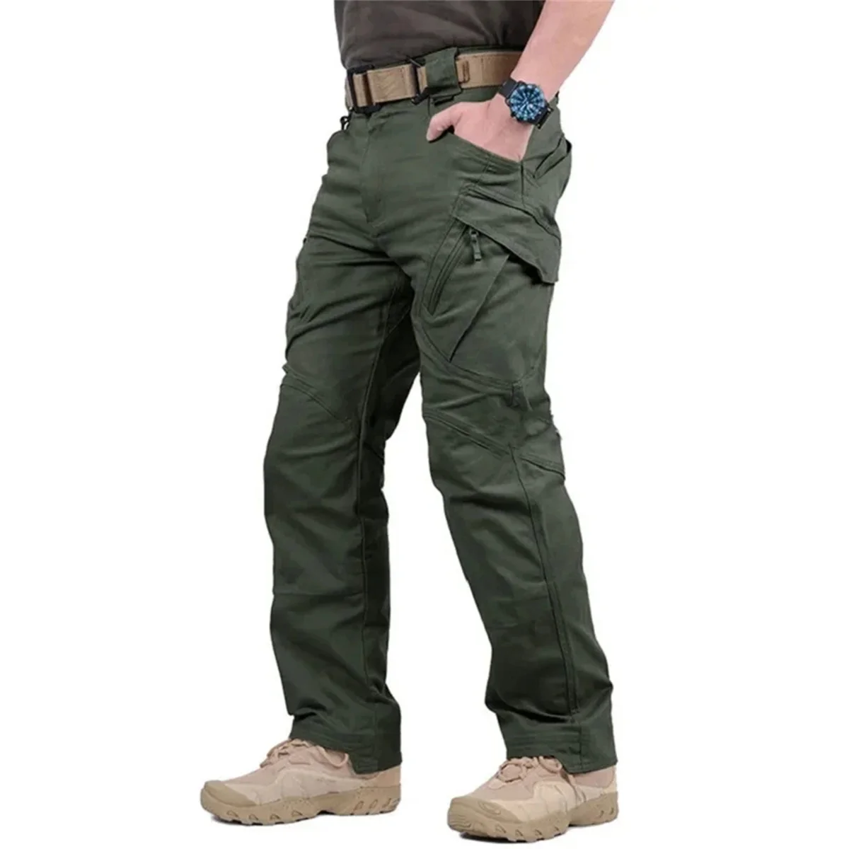 Plus Size Mens Tactical Pants Multiple Pocket Elasticity Military Urban Commuter Tacitcal Trousers Men Waterproof Cargo Pants QC