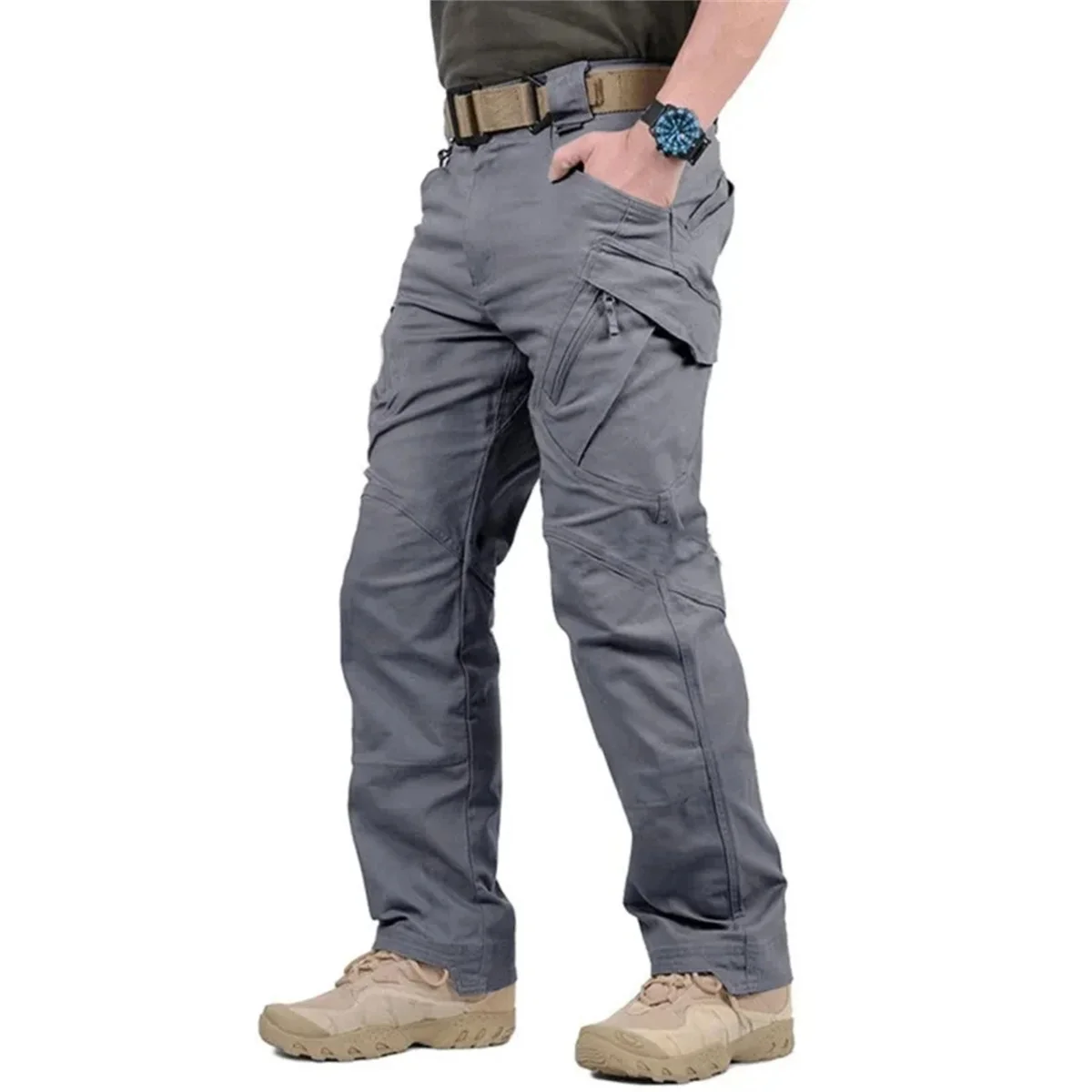 Plus Size Mens Tactical Pants Multiple Pocket Elasticity Military Urban Commuter Tacitcal Trousers Men Waterproof Cargo Pants QC