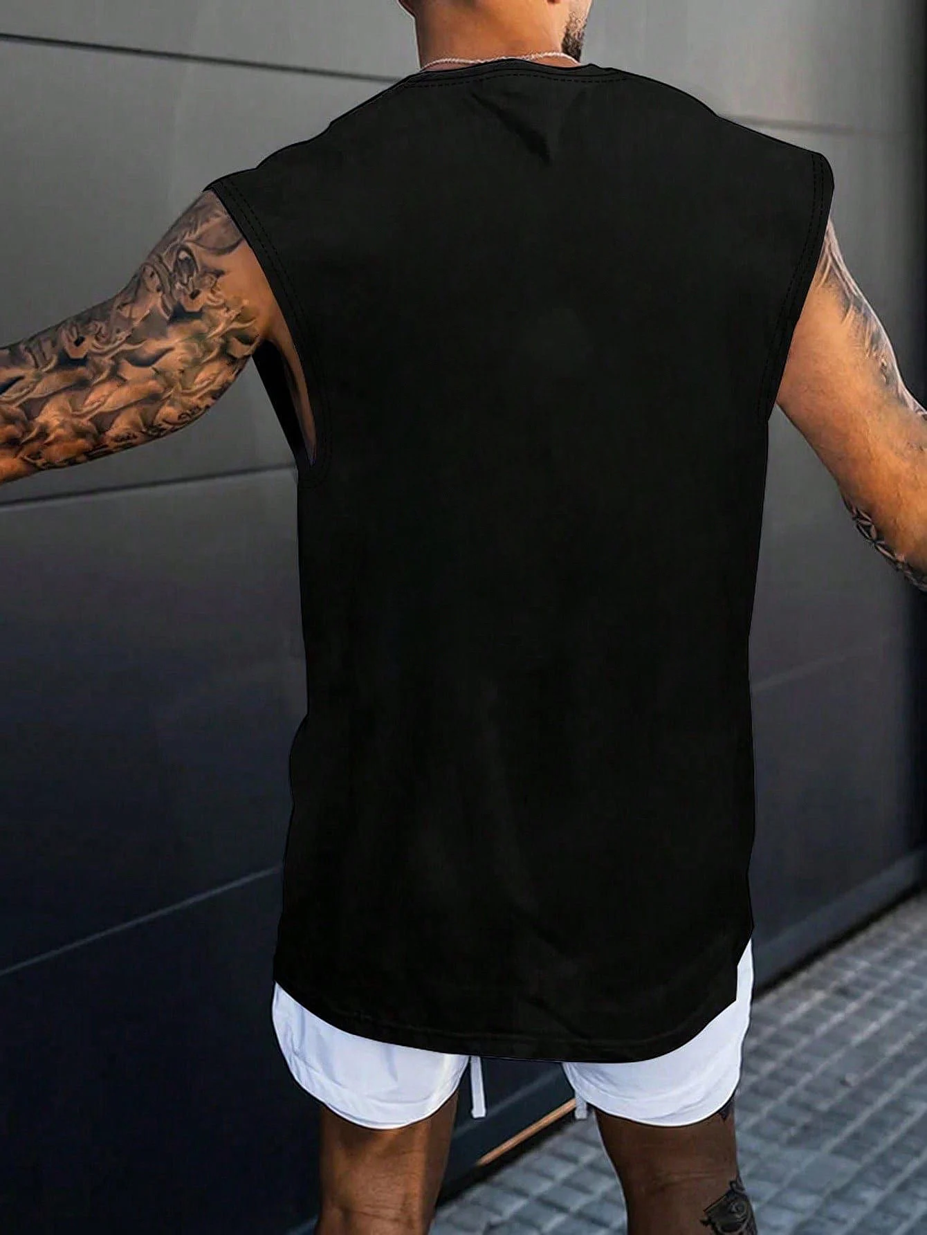 100% Pure Cotton Men's Summer Fashionable Casual Sports Loose Personality Pattern Printed Breathable Round Neck Sleeveless Vest
