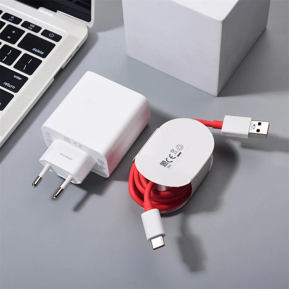 OnePlus 100W EU SuperVOOC Fast Charger Adapter For 1+13T 13R 12R 11R 10R 13 12 11 Ace 2 3 5 Pro V Nord 3 4 CE 4 10A USB C Cable
