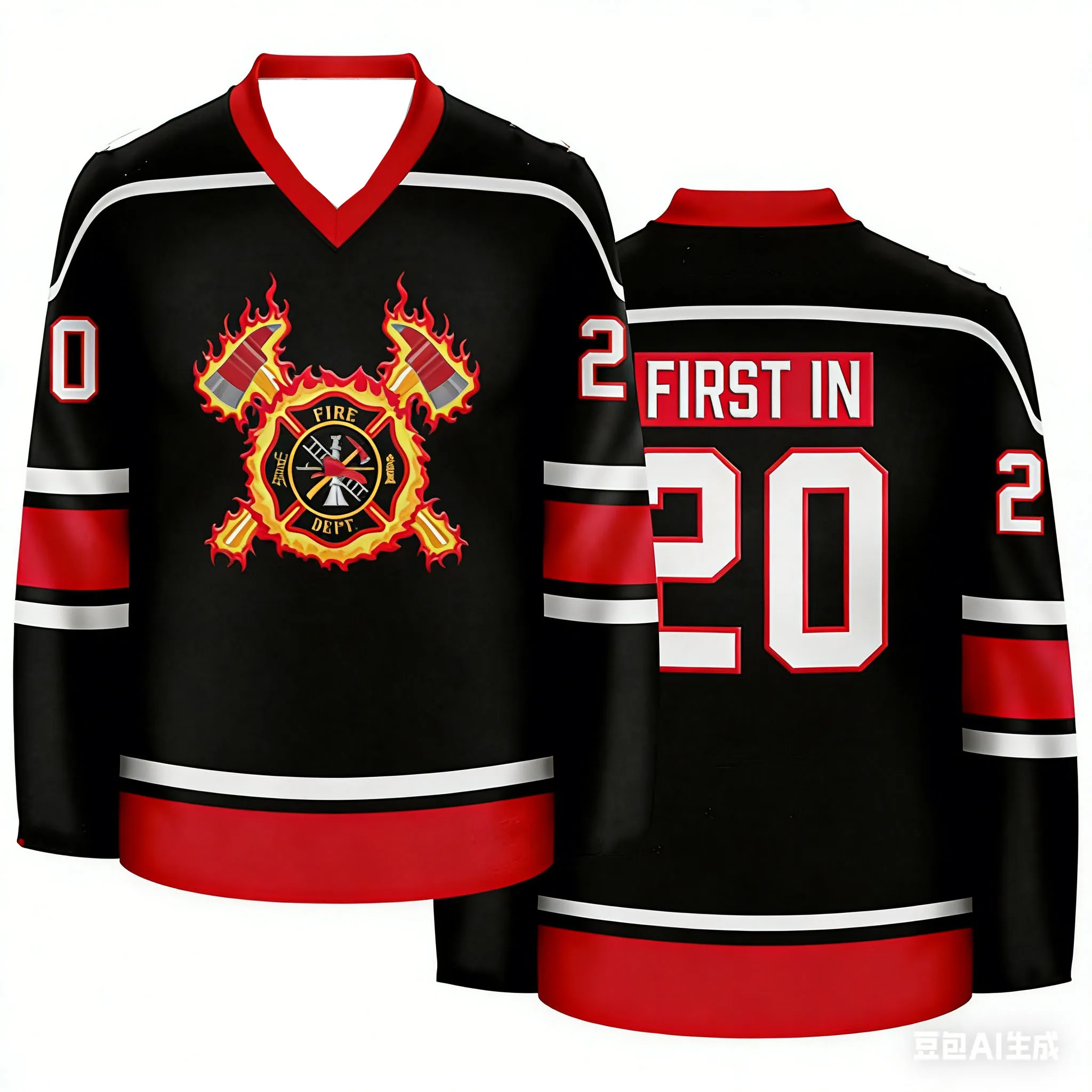 NYPD New York Police Department Ice Hockey Jersey, Finest 21 Number Print V-Neck Long Sleeve Sport Shirt Men's Casual Streetwear