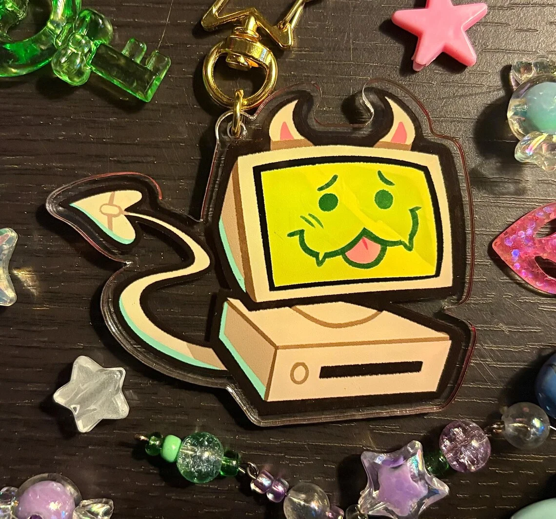Edgar Electric Dreams 2.5 Inch Reversible Acrylic Charm Or Keychain Creative Unique Design Polyester Resin Fashion Jewelry