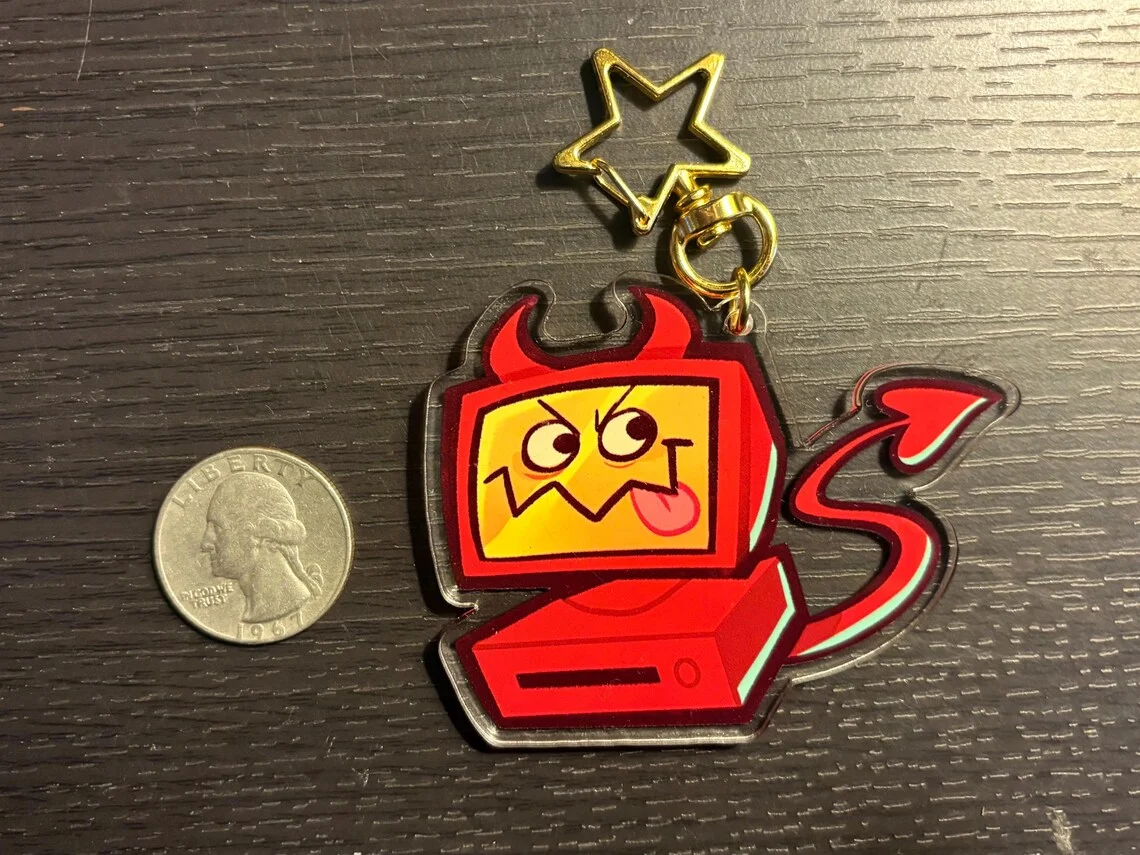 Edgar Electric Dreams 2.5 Inch Reversible Acrylic Charm Or Keychain Creative Unique Design Polyester Resin Fashion Jewelry