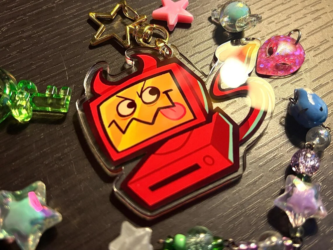 Edgar Electric Dreams 2.5 Inch Reversible Acrylic Charm Or Keychain Creative Unique Design Polyester Resin Fashion Jewelry