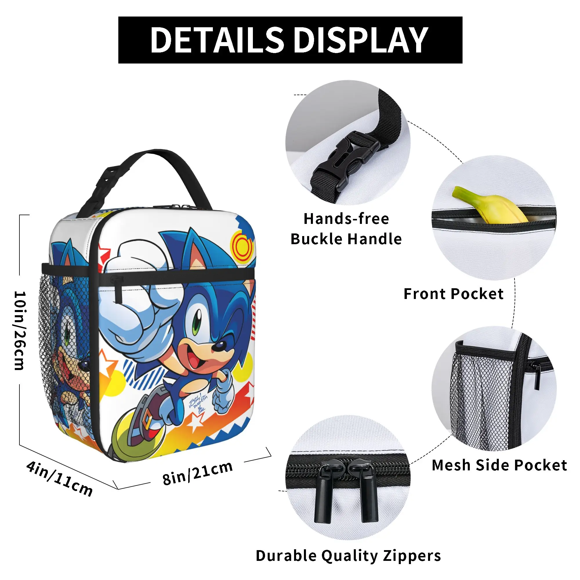 Sonices Cartoon Game Lunch Bag Convenient Lunch Box Adult Travel Print Cooler Bag Cute Oxford Thermal Lunch Bags