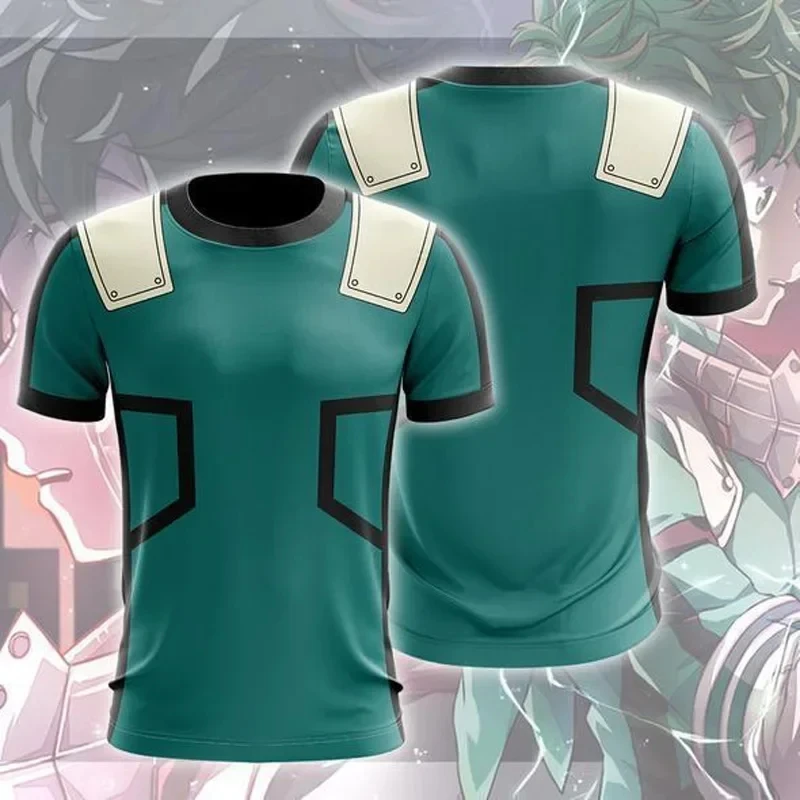 2026 My Hero Academia Men's Summer T-shirts Midoriya Izuku 3D Printing School College Style Boku Hero Academia Blue T Shirt Tops