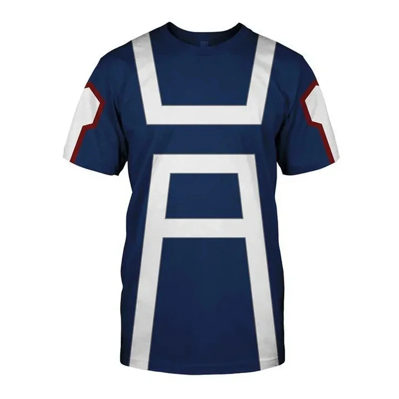 2026 My Hero Academia Men's Summer T-shirts Midoriya Izuku 3D Printing School College Style Boku Hero Academia Blue T Shirt Tops