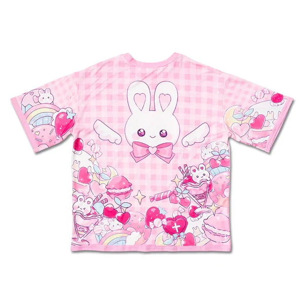 Dopamine Rainbow Gradient Girl Adult and Children T-Shirt Cartoon 3D All-Over Print Harajuku Y2K Short Sleeve