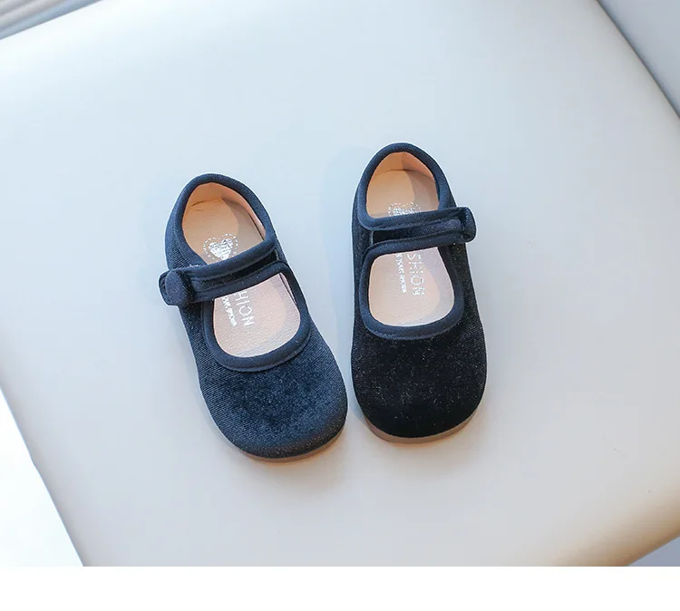Girls Flat Shoes Spring Autumn Children School Princess Shoes Soft Cotton Fabric Kids Mary Jane Shoes For Girl Black, Red