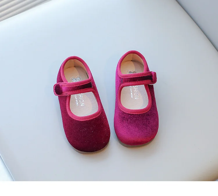 Girls Flat Shoes Spring Autumn Children School Princess Shoes Soft Cotton Fabric Kids Mary Jane Shoes For Girl Black, Red