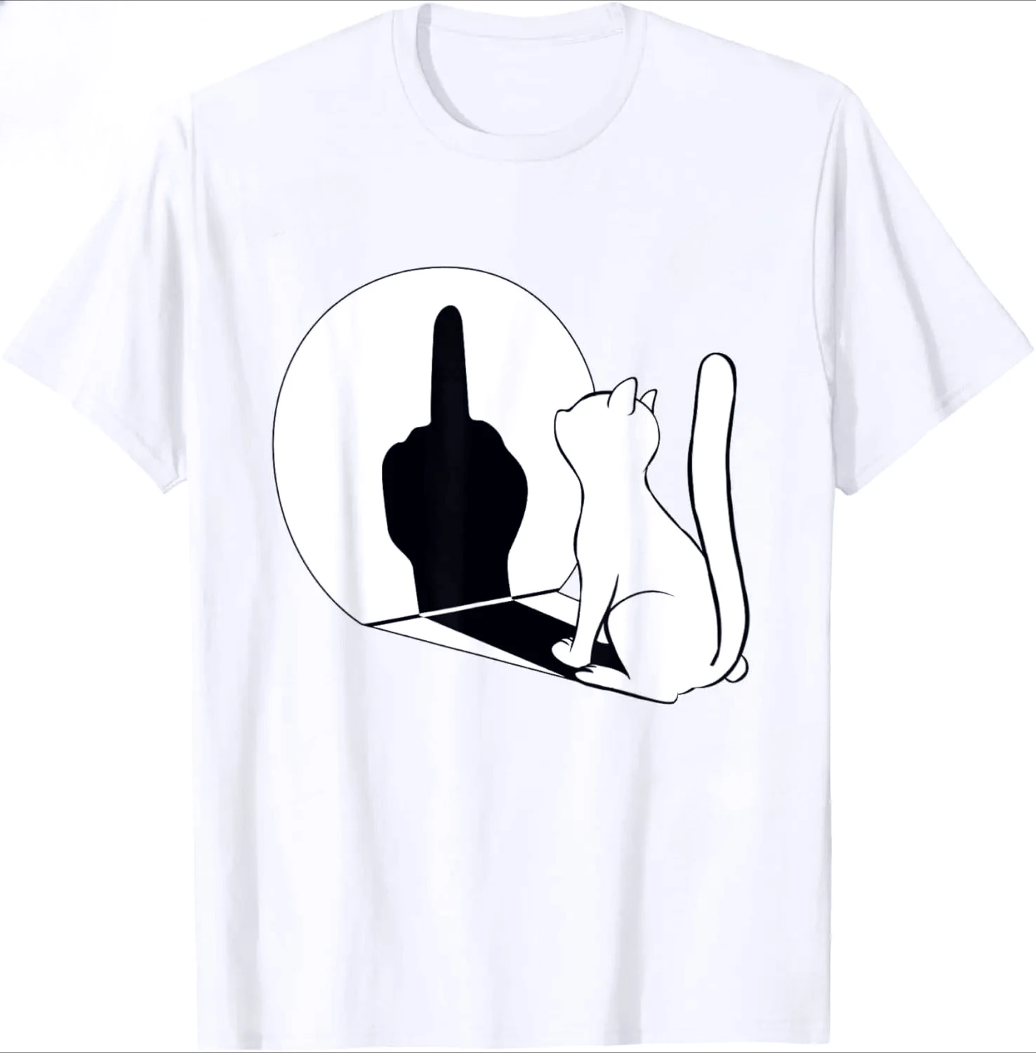 Middle Finger Cat Statement Cat Funny Gift T-Shirt Regular Short Sleeve Tops O-neck Women's Cotton T-shirt Summer Vintage Shirts