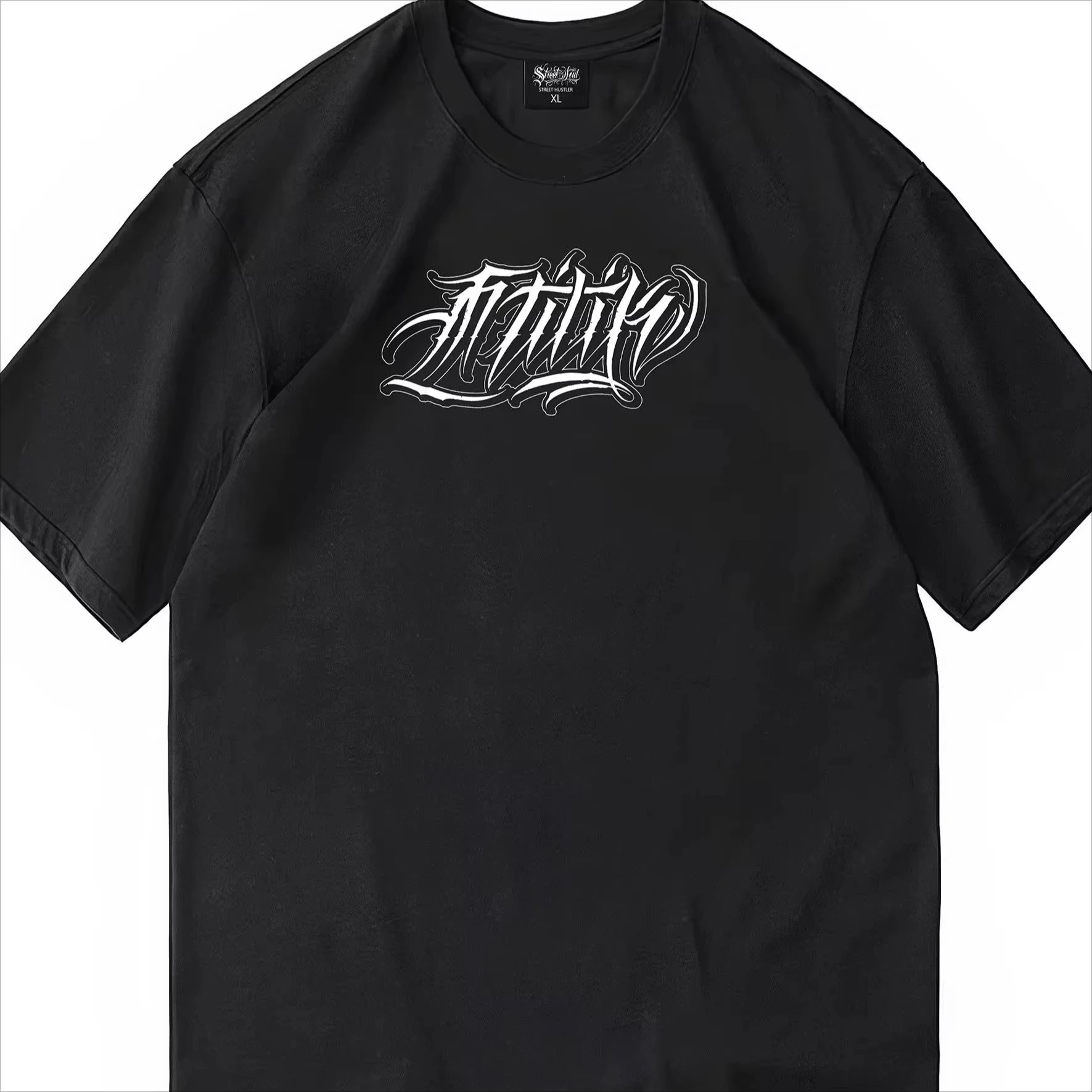 Chicano Religious Goddess Unisex Oversized T-Shirt, Dark Gothic Script Graphic Tee, Streetwear Cotton Top For Men Women