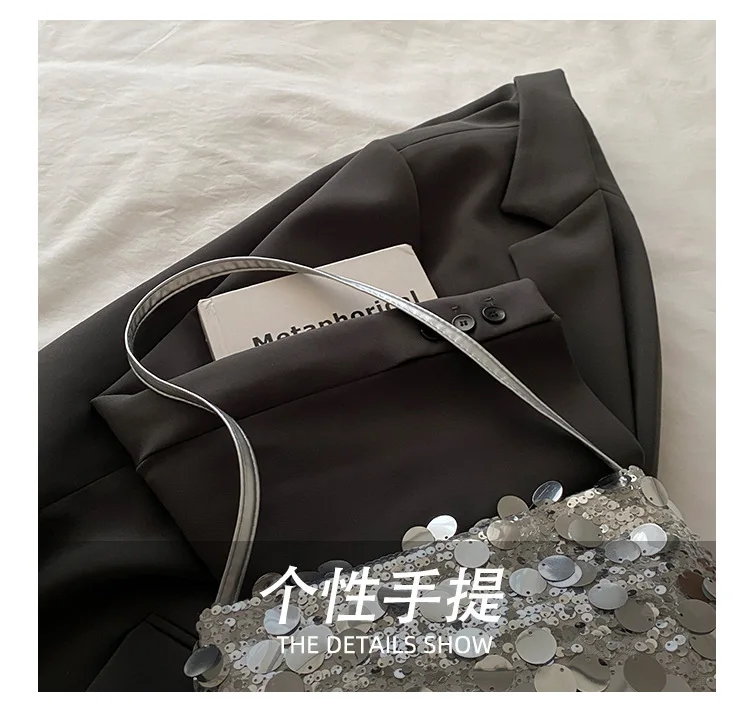 New Sequin Evening Party Shoulder Bags Women Lightweight Portable Ladies Strap Crossbody Bag Solid Color Fashion Female Handbag