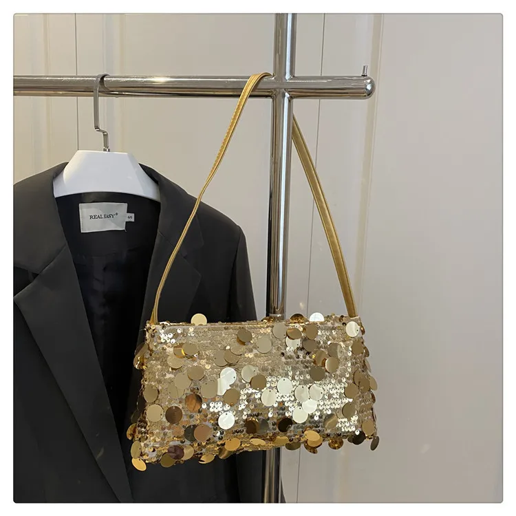 New Sequin Evening Party Shoulder Bags Women Lightweight Portable Ladies Strap Crossbody Bag Solid Color Fashion Female Handbag