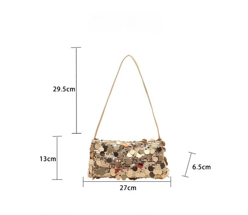 New Sequin Evening Party Shoulder Bags Women Lightweight Portable Ladies Strap Crossbody Bag Solid Color Fashion Female Handbag