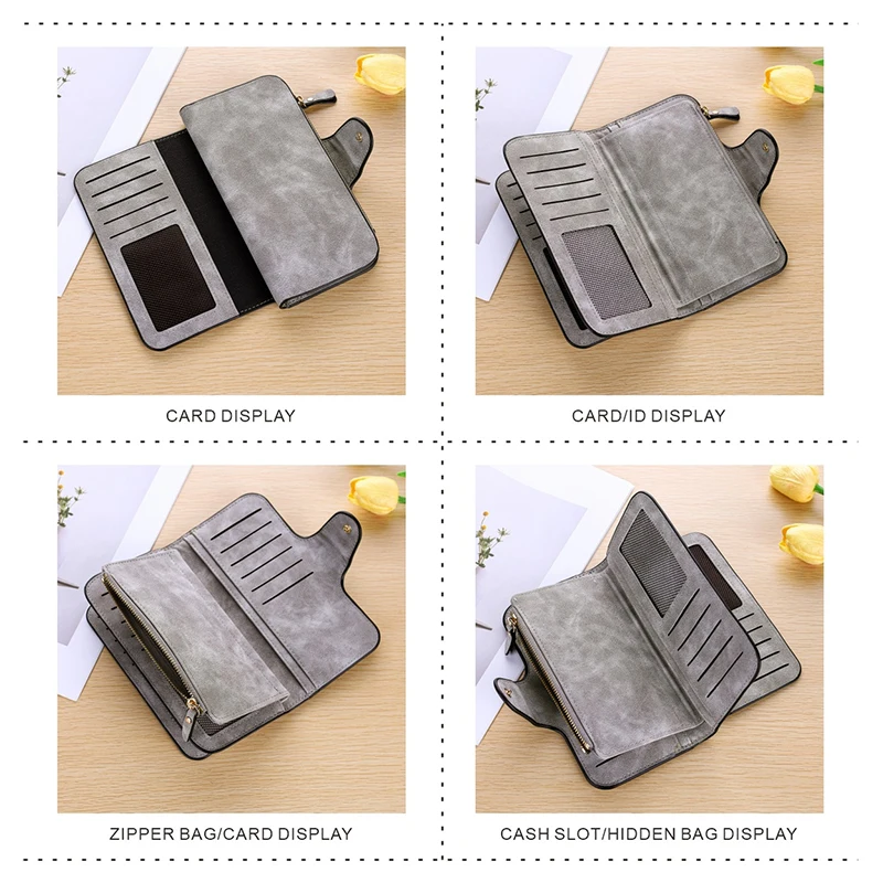 2D Cute Cat Heart-Shaped Women Long Zipper Wallet Buckle Handbags Coin Purse Soft PU Multi-Card Holder Large Capacity Bag