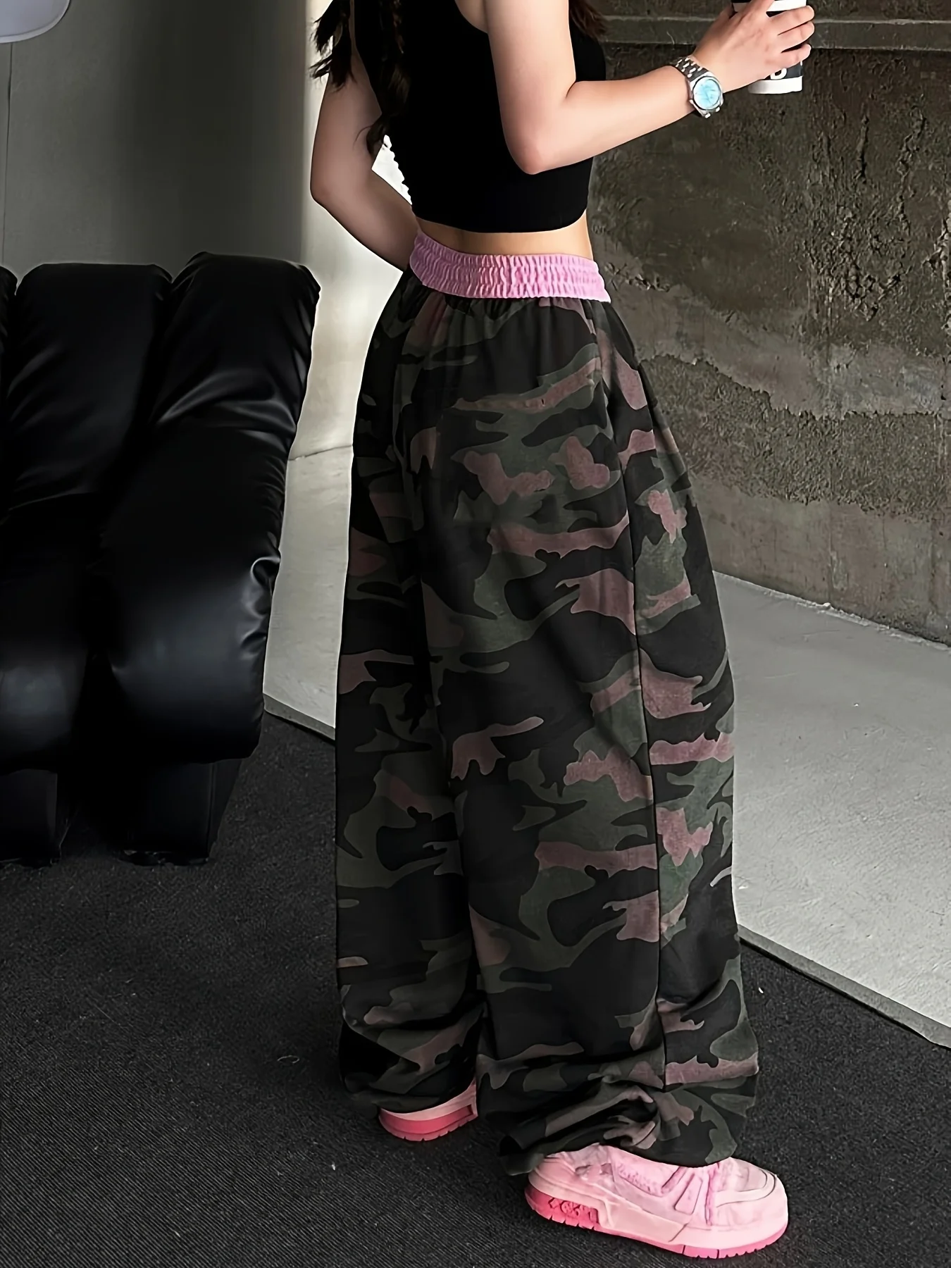 High Waist Camouflage 3D Printed Pants Fashionable Pink Waist Fast Drying Breathable Loose Casual Streetwear for Kids And Adults