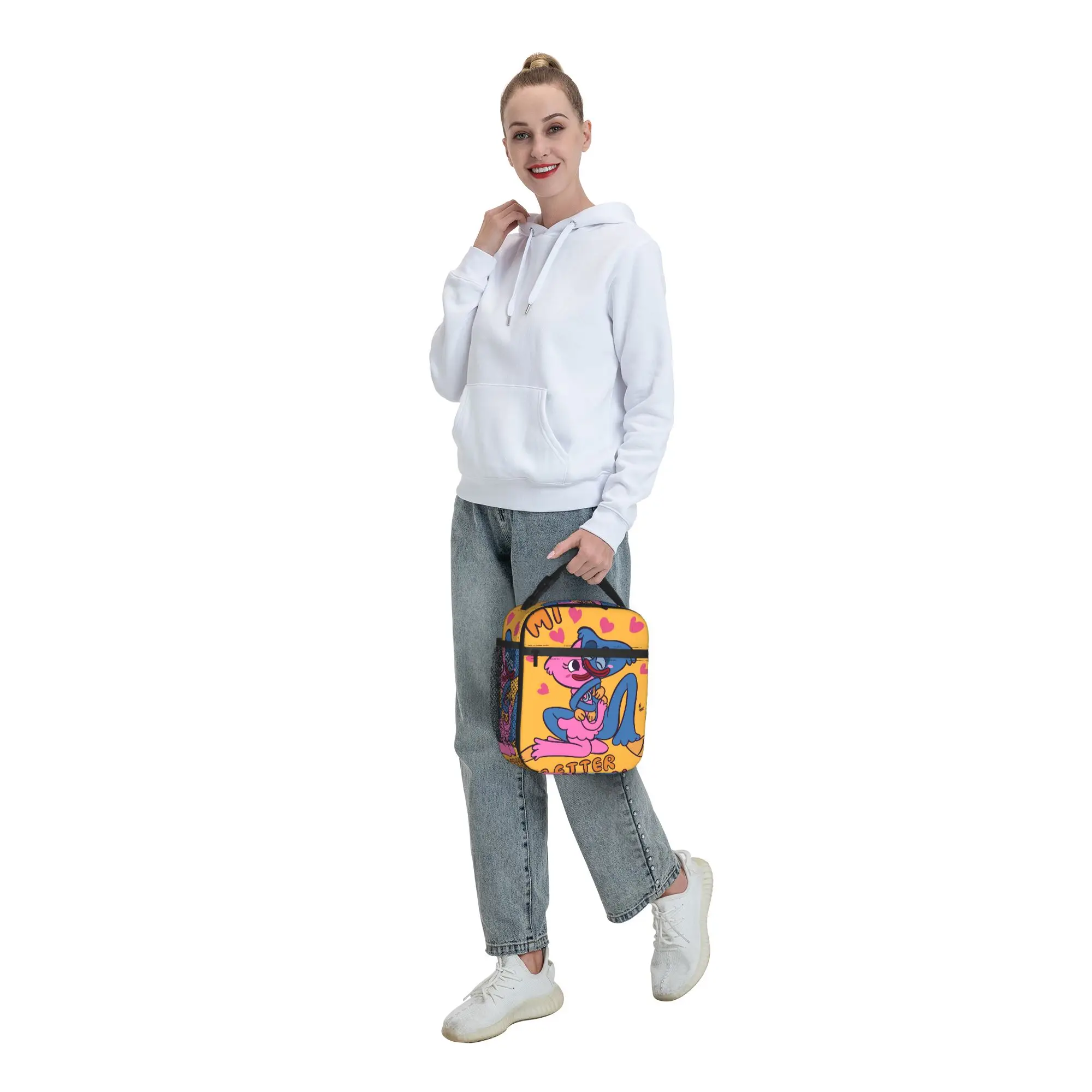 Horror Gamer-H-Huggyed Wuggyeds Lunch Bag For Child  Custom Travel Lunch Box Aesthetic Portable Insulated Oxford Cooler Bag