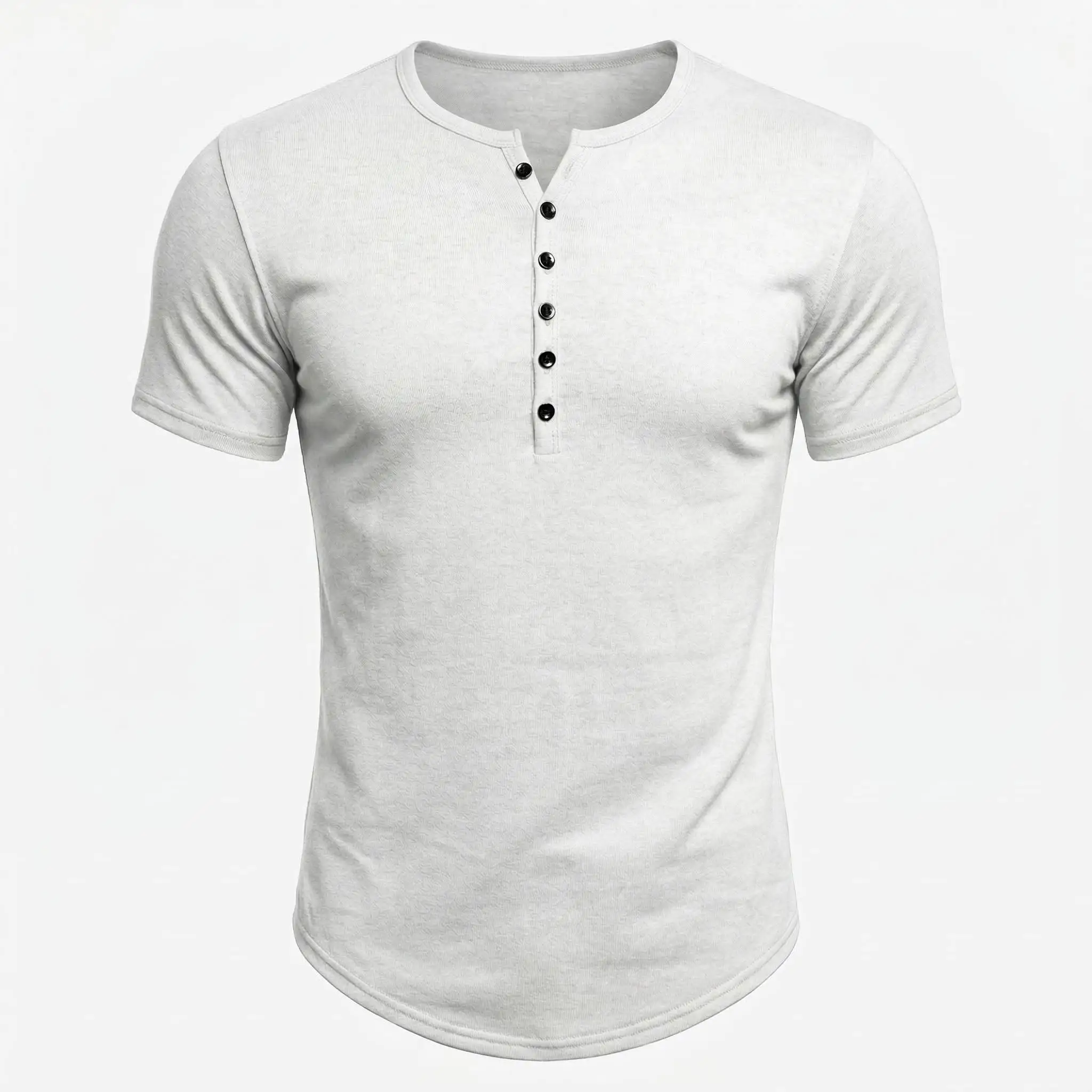 T Shirt Men Casual High Quality Summer Short Sleeve Henry Neck Mens T Shirts Fashion Basic T-Shirt Male