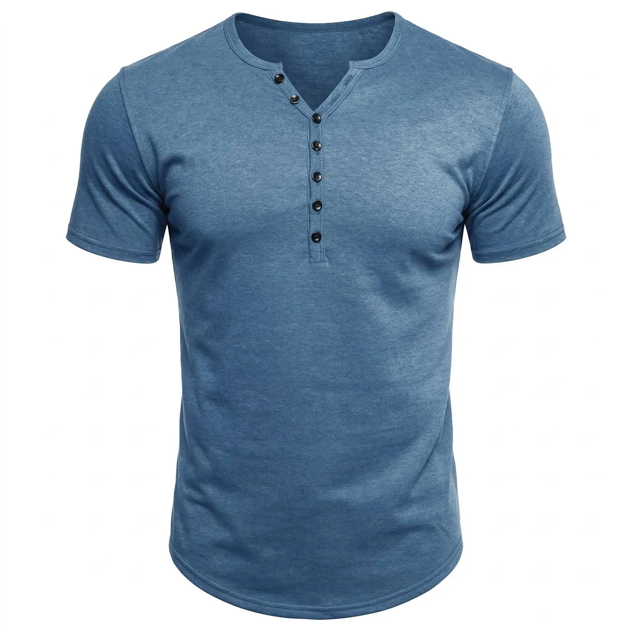 T Shirt Men Casual High Quality Summer Short Sleeve Henry Neck Mens T Shirts Fashion Basic T-Shirt Male