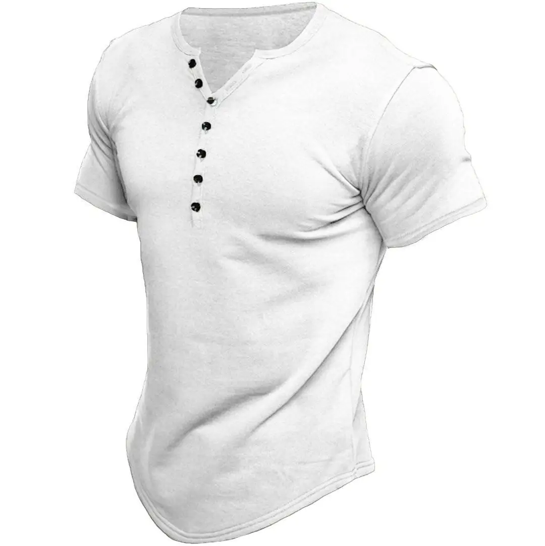 T Shirt Men Casual High Quality Summer Short Sleeve Henry Neck Mens T Shirts Fashion Basic T-Shirt Male