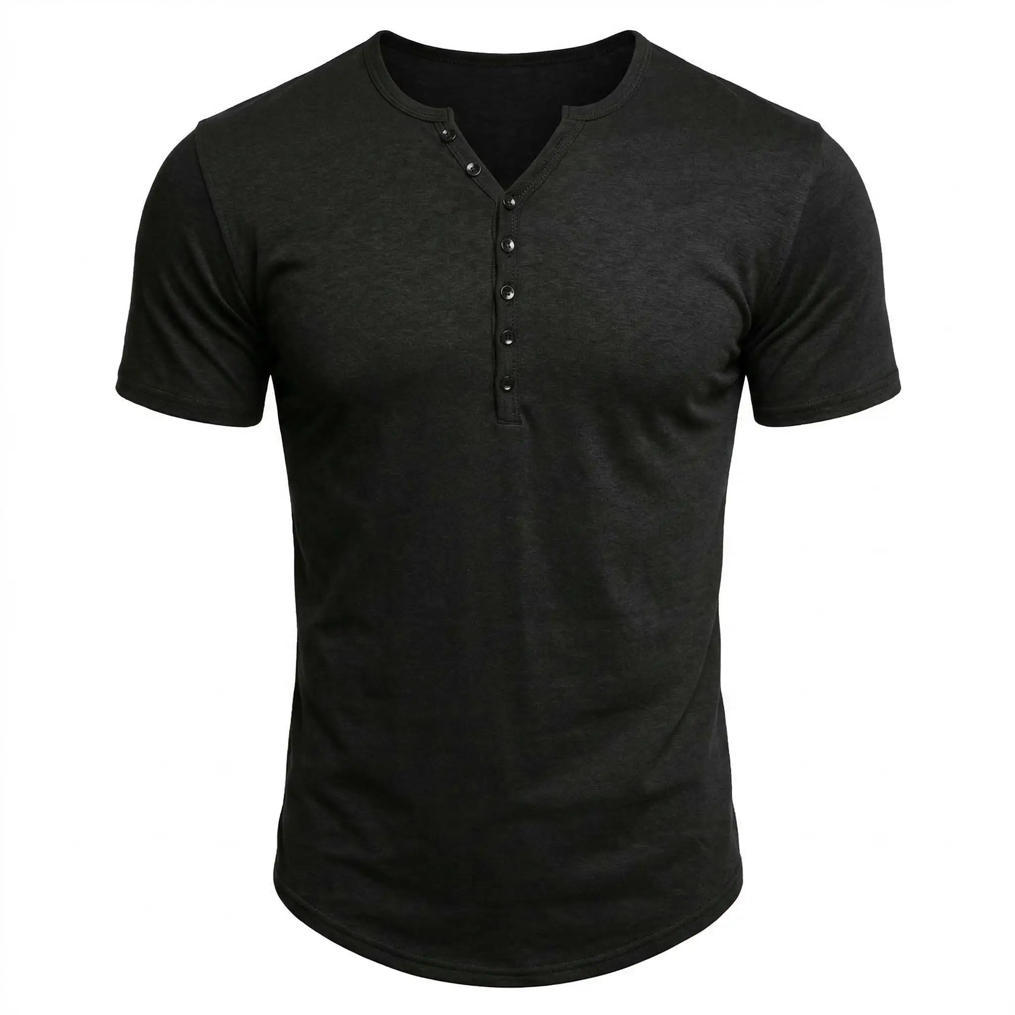 T Shirt Men Casual High Quality Summer Short Sleeve Henry Neck Mens T Shirts Fashion Basic T-Shirt Male