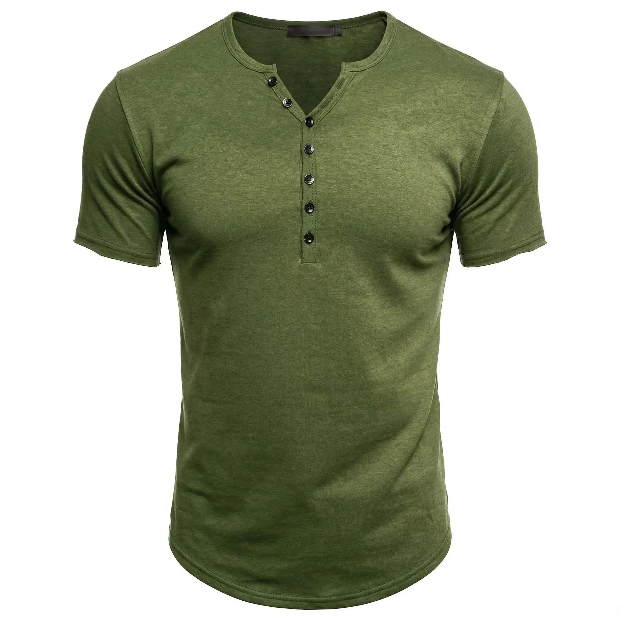 T Shirt Men Casual High Quality Summer Short Sleeve Henry Neck Mens T Shirts Fashion Basic T-Shirt Male