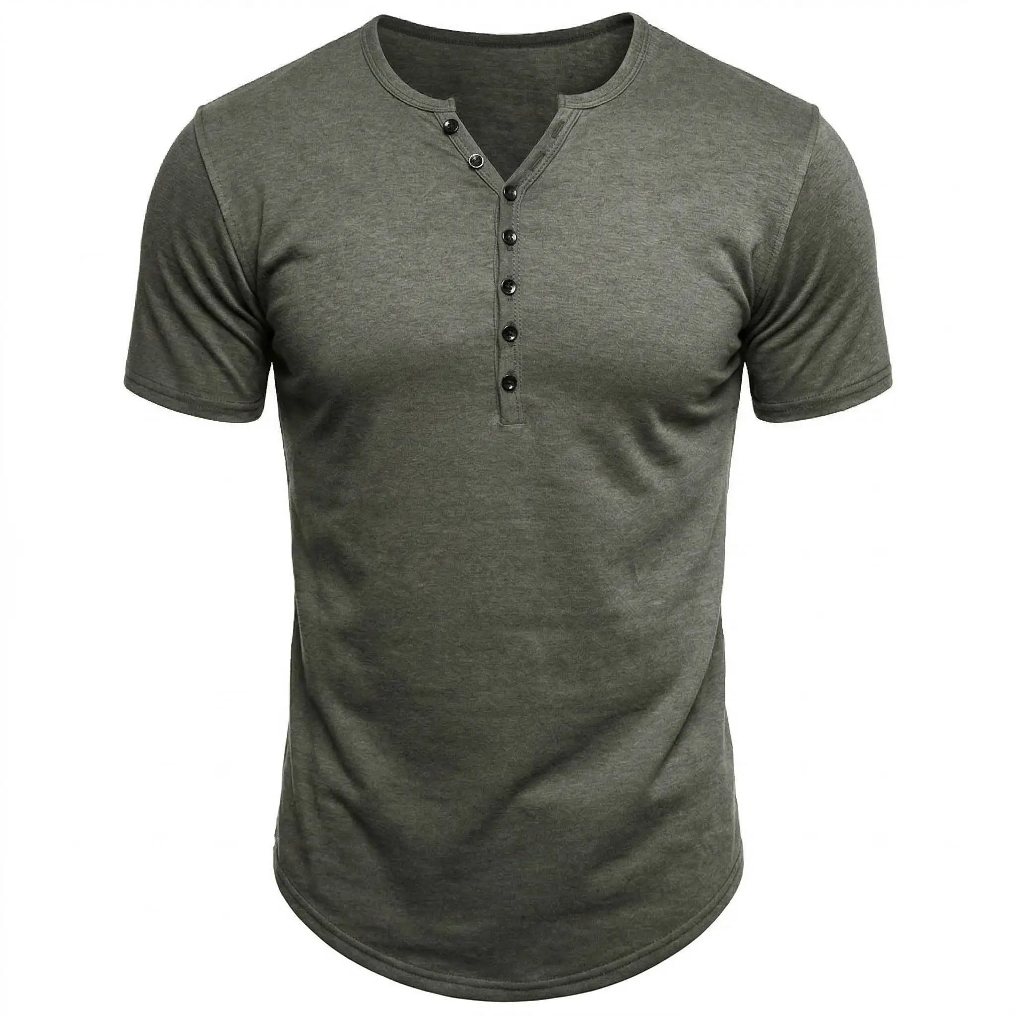 T Shirt Men Casual High Quality Summer Short Sleeve Henry Neck Mens T Shirts Fashion Basic T-Shirt Male