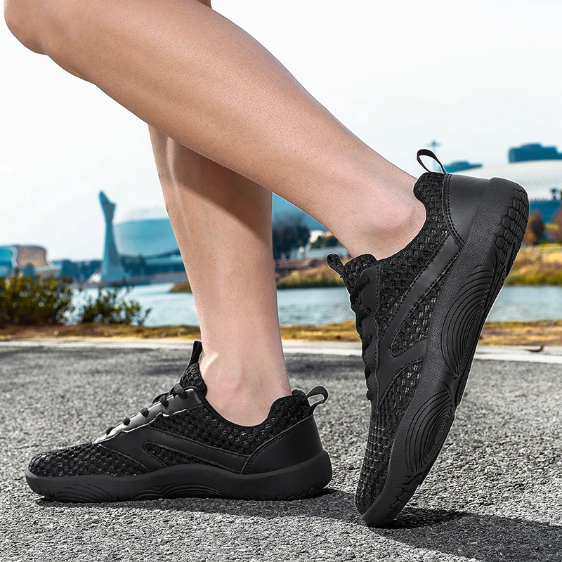 Fashion Mesh Breathable Men Casual Sneakers Minimalist Wide Toe Barefoot Shoes Lightweight Zero Soles Running Walking Footwear