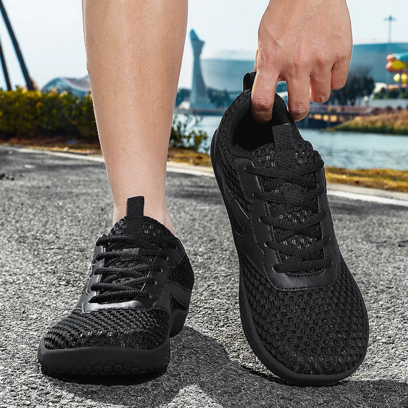 Fashion Mesh Breathable Men Casual Sneakers Minimalist Wide Toe Barefoot Shoes Lightweight Zero Soles Running Walking Footwear