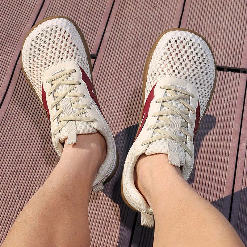 Fashion Mesh Breathable Men Casual Sneakers Minimalist Wide Toe Barefoot Shoes Lightweight Zero Soles Running Walking Footwear