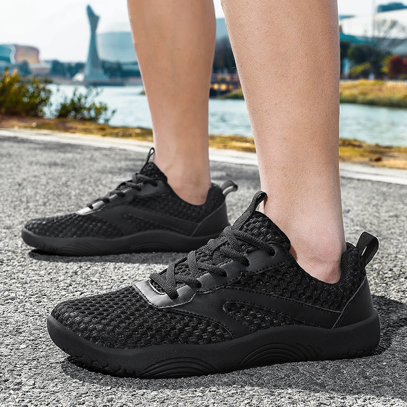 Fashion Mesh Breathable Men Casual Sneakers Minimalist Wide Toe Barefoot Shoes Lightweight Zero Soles Running Walking Footwear
