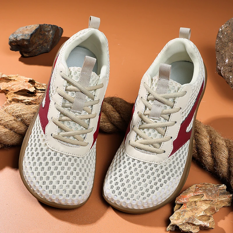 Fashion Mesh Breathable Men Casual Sneakers Minimalist Wide Toe Barefoot Shoes Lightweight Zero Soles Running Walking Footwear