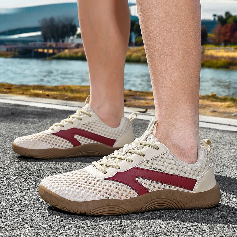 Fashion Mesh Breathable Men Casual Sneakers Minimalist Wide Toe Barefoot Shoes Lightweight Zero Soles Running Walking Footwear