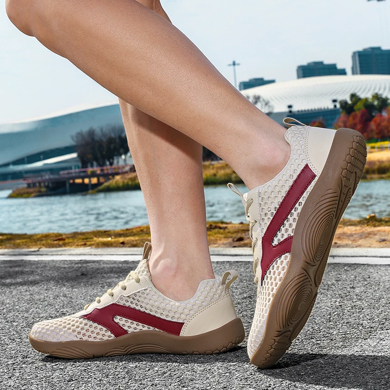 Fashion Mesh Breathable Men Casual Sneakers Minimalist Wide Toe Barefoot Shoes Lightweight Zero Soles Running Walking Footwear