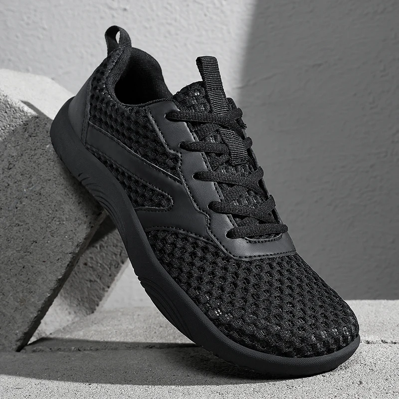 Fashion Mesh Breathable Men Casual Sneakers Minimalist Wide Toe Barefoot Shoes Lightweight Zero Soles Running Walking Footwear