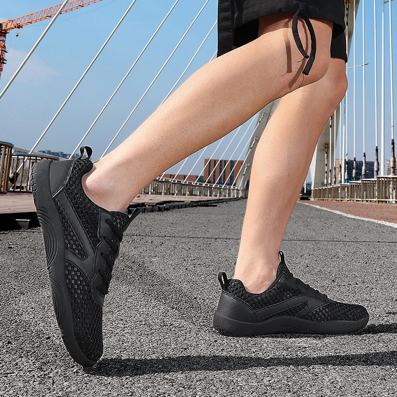 Fashion Mesh Breathable Men Casual Sneakers Minimalist Wide Toe Barefoot Shoes Lightweight Zero Soles Running Walking Footwear