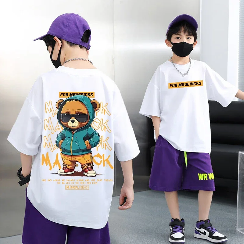 Nickelodeon Spring/Summer Children's Cotton Breathable Large-Toddler Casual Round-neck Short-Sleeved Shirt
