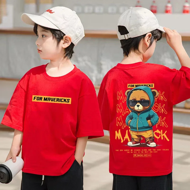 Nickelodeon Spring/Summer Children's Cotton Breathable Large-Toddler Casual Round-neck Short-Sleeved Shirt