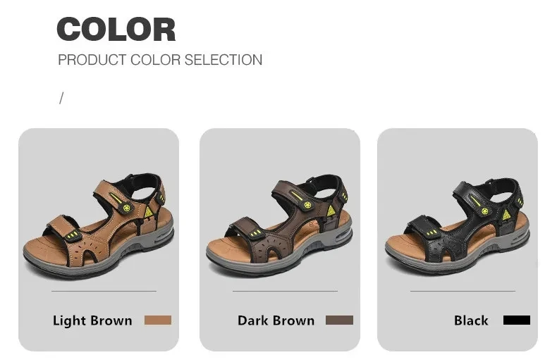 Outdoor Men's Sandals Non-slip Men's Casual Sneakers Genuine Leather Beach Sandals Plus Size Summer Men Breathable Wading Shoes