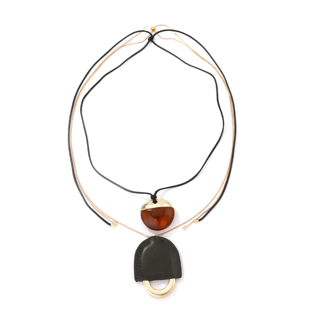 2026 New Design 2Pcs/set Leather Rope Metal Chains Lock Shaped Pendant Necklaces for Women Fashion Holiday Party Jewelry Gifts