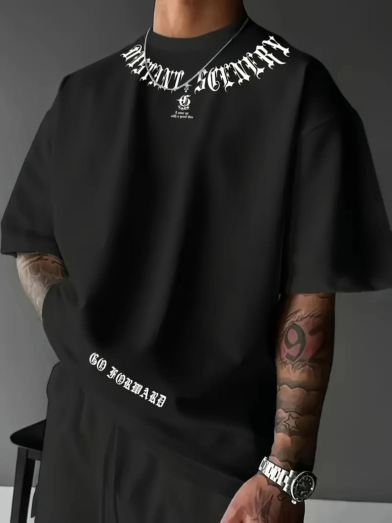 2026 Summer Men's T-shirt with Letter Print Breathable Lightweight Casual Sports Outdoor Men's T-shirt