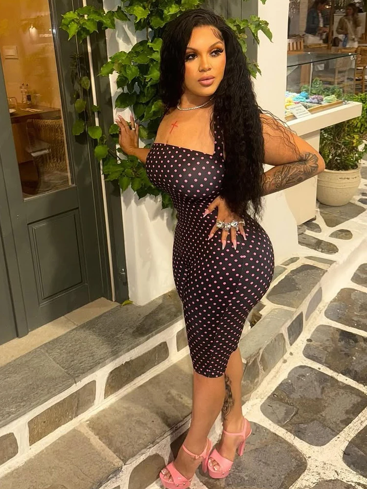 Nibber Backless Polka Dot Print Playsuit Woman Summer Trend Bandage Halter Skinny Peach Hip Hottie High Street Fashion Rompers