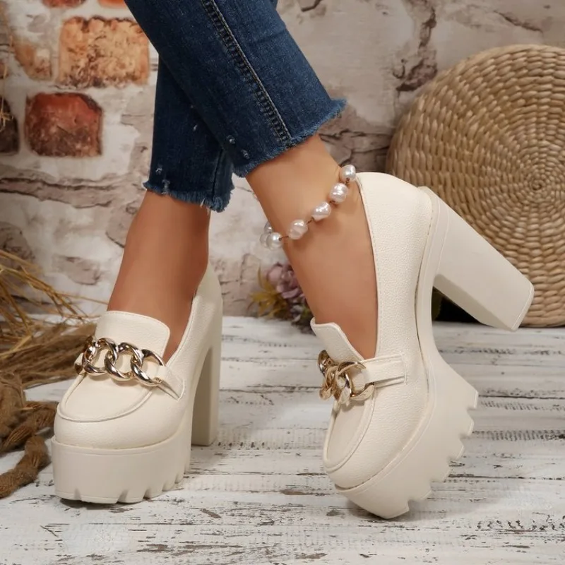 2026 Women Shoes Fashion Outdoor Thick Heeled Platform Shoes Woman Party New Chunky High Heel Pumps Women