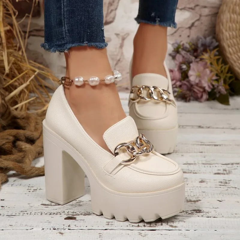 2026 Women Shoes Fashion Outdoor Thick Heeled Platform Shoes Woman Party New Chunky High Heel Pumps Women
