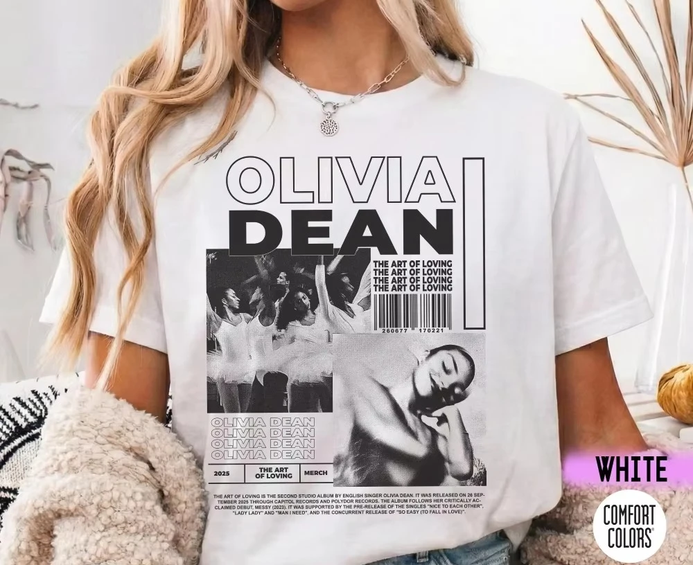 Retro Olivia Dean T-shirt Women's Fashion Printed Pattern T-shirt Summer Men's and Women's Loose and Breathable T-shirt Top