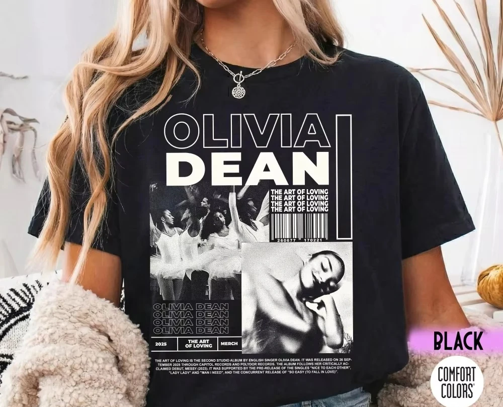 Retro Olivia Dean T-shirt Women's Fashion Printed Pattern T-shirt Summer Men's and Women's Loose and Breathable T-shirt Top