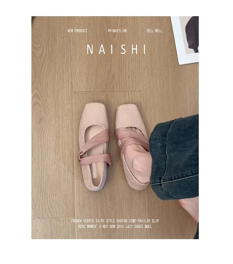 Square Toe Women Ballet Flats Shoes Designer Casual Mary Jane Shoes New Shallow Comfort Sport Walking Brand Dress Mujer Zapatos