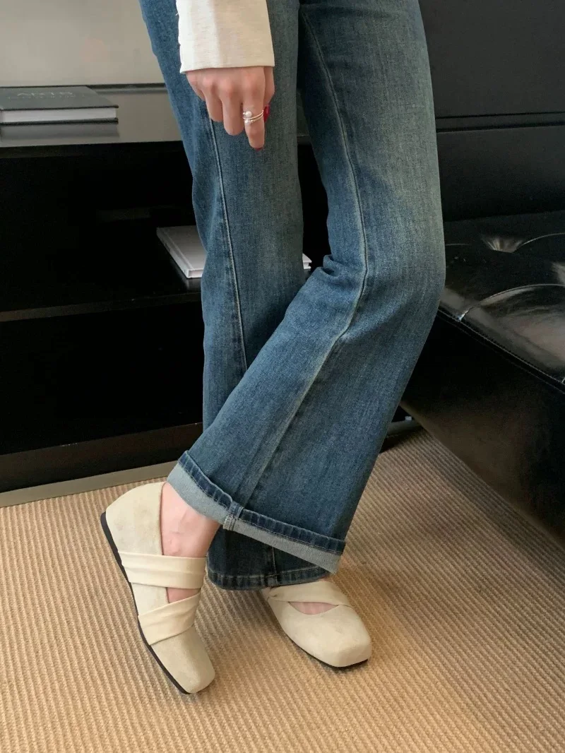 Square Toe Women Ballet Flats Shoes Designer Casual Mary Jane Shoes New Shallow Comfort Sport Walking Brand Dress Mujer Zapatos
