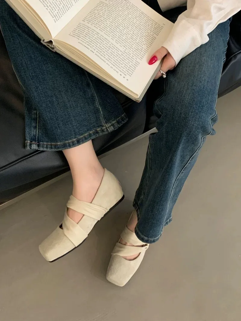 Square Toe Women Ballet Flats Shoes Designer Casual Mary Jane Shoes New Shallow Comfort Sport Walking Brand Dress Mujer Zapatos